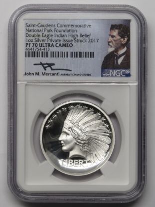 Picture of 2017 1oz St. Gaudens Double Eagle Indian High Relief PF70 UCam NGC Mercanti