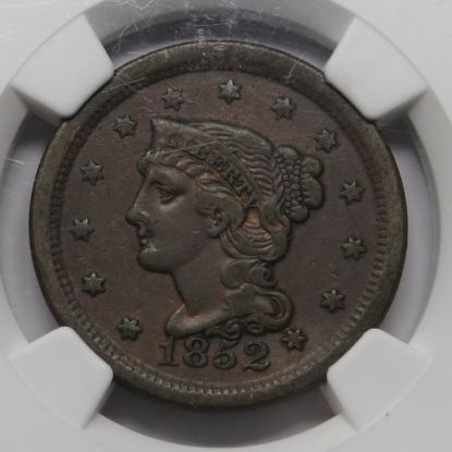 Picture of 1852 Braided Hair Large Cent L1c Stack's W 57th St Collection NGC Genuine