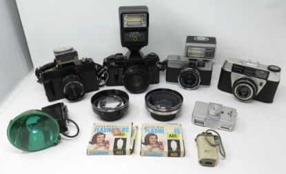 Picture of Vintage 35mm Camera Collection w/ 4 Cameras, Telephoto & Wide Lenses + Accessories  