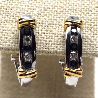 Picture of 14k Diamond SI/H & Topaz Earrings  22mm x 5mm 7.3g 