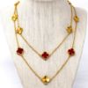 Picture of 20k 37" Van Cleef Style Red Glass Four-Leaf Clover & Flower Necklace 28.3g  