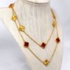 Picture of 20k 37" Van Cleef Style Red Glass Four-Leaf Clover & Flower Necklace 28.3g  