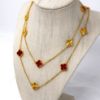 Picture of 20k 37" Van Cleef Style Red Glass Four-Leaf Clover & Flower Necklace 28.3g  