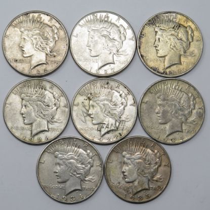 Picture of 8x 1926-1935 Better Date Peace Dollars $1  