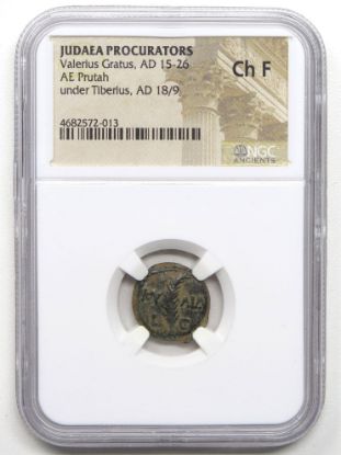 Picture of Judaea Procurators Valerius Gratus, AD 15-26 AE Prutah Ch F NGC 