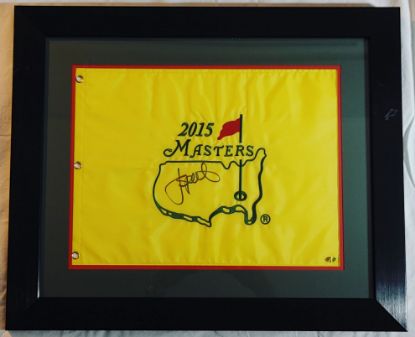 Picture of 2015 Jordan Spieth Signed Masters Pin Flag Holo COA 