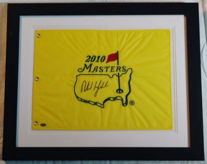 Picture of 2010 Phil Mickelson Signed Masters Pin Flag Holo COA  