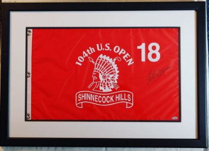 Picture of 2004 Ratif Goosen Signed US Open Shinnecock Hills Pin Flag Holo COA 