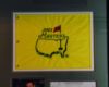 Picture of Framed Tiger Woods Signed 2001 Masters Grouping Schedule w/ Flag & 8x10  