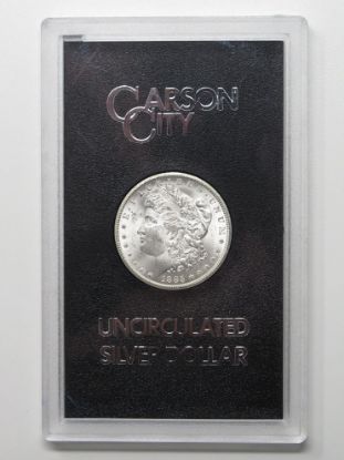 Picture of 1885-CC GSA Morgan Dollar $1 Carson City Box & COA 