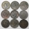 Picture of 9x 1817-1838 Coronet Large Cents 1c 