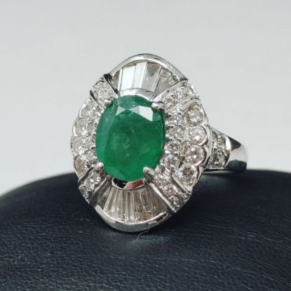 Picture of 2.43ct Emerald 1.22ct Diamond Cocktail Ring 18k Size 6.25 8.2g  