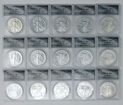 Picture of 1986-2000 American Silver Eagle MS69 ANACS Eagle Label Set of 15 Coins 