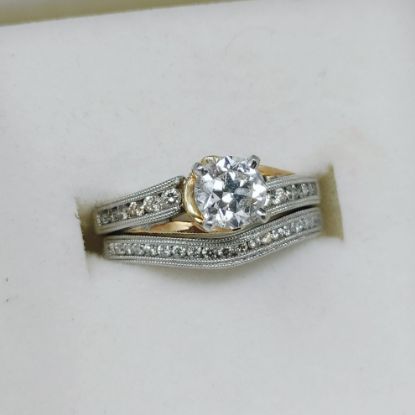 Picture of 1.00ct I/VS2 14k 2 Tone Diamond Engagement and Wedding Band Set Sz 7.25 8.2g 