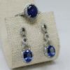 Picture of 14k White Gold Sapphire & Diamond Earring and Ring Size 7.75