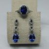 Picture of 14k White Gold Sapphire & Diamond Earring and Ring Size 7.75