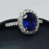 Picture of 14k White Gold Sapphire & Diamond Earring and Ring Size 7.75