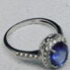 Picture of 14k White Gold Sapphire & Diamond Earring and Ring Size 7.75