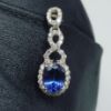 Picture of 14k White Gold Sapphire & Diamond Earring and Ring Size 7.75