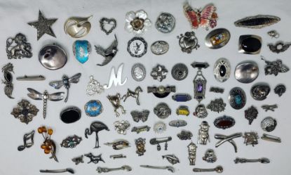 Picture of 25.6oz/78x  Assorted Sterling Silver Pins and Brooches 796.5g .925  