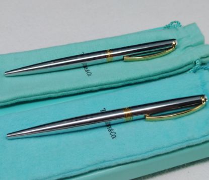 Picture of 2x Tiffany & Co Stainless Steel Pens w/ Bag and Box *Working 