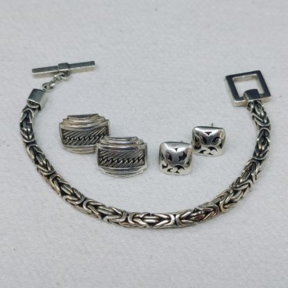 Picture of Lois Hill Sterling Silver Bracelet 7" & 2x Earrings Jewelry Lot 39.5g .925  