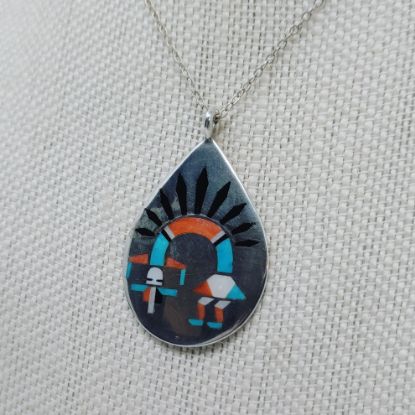 Picture of Fred & Lolita Natachu Zuni Sterling Silver Inlay Pendant & 18" Necklace 9.48g 