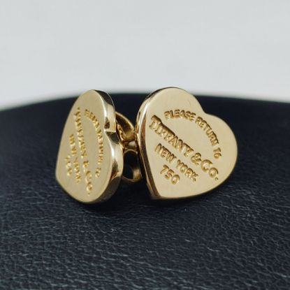 Picture of Tiffany & Co. 18k Gold "Return to Tiffany" Mini-Heart Stud Earrings 3.11g  