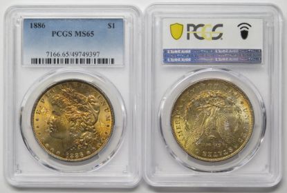 Picture of 2x 1886 Obv/Rev Toned Morgan Dollar $1 Set MS65 PCGS 