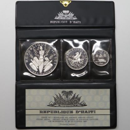 Picture of 1968 Republic of Haiti 3 Coin Silver Proof Set w/ OGP 6+oz Silver  