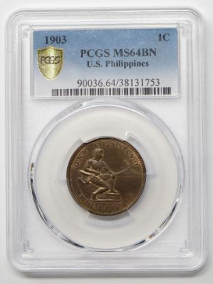 Picture of 1903 Philippines One Centavo 1c MS64BN PCGS  