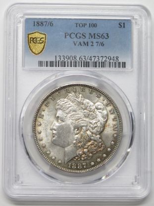 Picture of 1887/6 VAM 2 Top 100 Morgan Dollar $1 MS63 PCGS *Nice Color!  