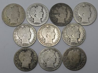 Picture of 10x 1894-1914 Better Date Barber Half Dollars 50c 