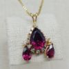 Picture of 14k 22" Pear Cut Garnet & SI/H-I Diamond Necklace & Earring Set 9.1g 