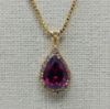 Picture of 14k 22" Pear Cut Garnet & SI/H-I Diamond Necklace & Earring Set 9.1g 