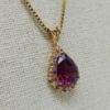 Picture of 14k 22" Pear Cut Garnet & SI/H-I Diamond Necklace & Earring Set 9.1g 