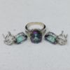 Picture of 14k Synthetic Alexandrite Ring (7.5) and French Back Earring Set 