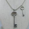 Picture of Tiffany & Co. Sterling Silver Beaded 23.5" Necklace w/ 2 Key Pendants 22g .925  