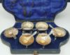 Picture of Set of 6 Vintage Silver Plated Seashell Salt Cellars w/ Spoons and Original Box  