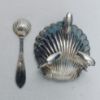 Picture of Set of 6 Vintage Silver Plated Seashell Salt Cellars w/ Spoons and Original Box  