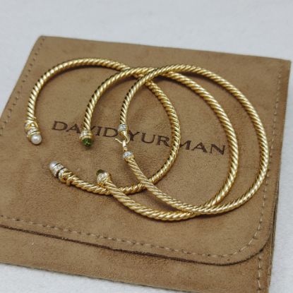 Picture of David Yurman 18K Pearl, Peritot & Diamond Cuff Set of 3 7" 20.7g  