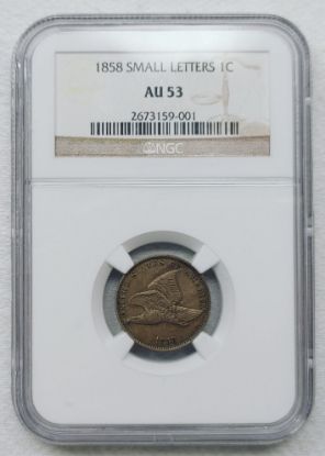 Picture of 1858 Small Letters Flying Eagle Cent 1c AU53 NGC 