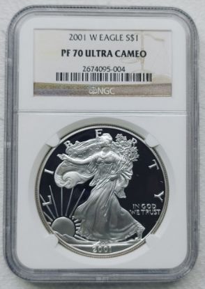 Picture of 2001-W Proof American Silver Eagle PF70 Ultra Cam NGC 