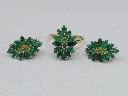 Picture of 14k Emerald Earrings and Ring Size 8 Set 10g 