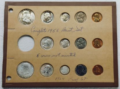 Picture of Complete 1956 US Mint Set & 1964 US Proof Set in Wayte Raymond Board  