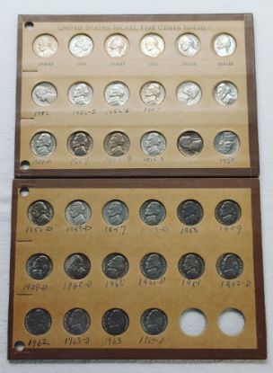 Picture of 1949- 1964 US Nickel 5c Set in Wayte Raymond Boards 34 Coins 