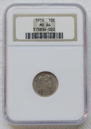 Picture of 1910 Barber Dime 10c MS64 NGC 