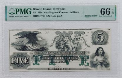 Picture of $5 1860's New England Commercial Bank Rhode Island, Newport PMG 66 EPQ  