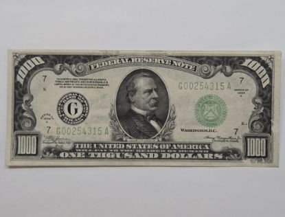 Picture of 1934-A $1000 Federal Reserve Note Chicago Fr. 2212-G  