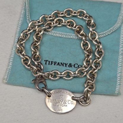 Picture of Tiffany & Co. 15" Sterling Silver Oval Tag Choker Chain/Necklace .925 51.8g